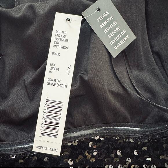 Gianni Bini Dress Vida Black Sequin Strapless Formal Black Tie Midi Size 2 NEW - Picture 14 of 15